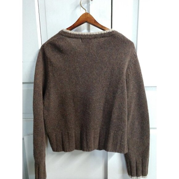 Xhilaration Womens Brown & Beige Lambswool Blend Full Zip Cardigan Sweater Size - Picture 2 of 6